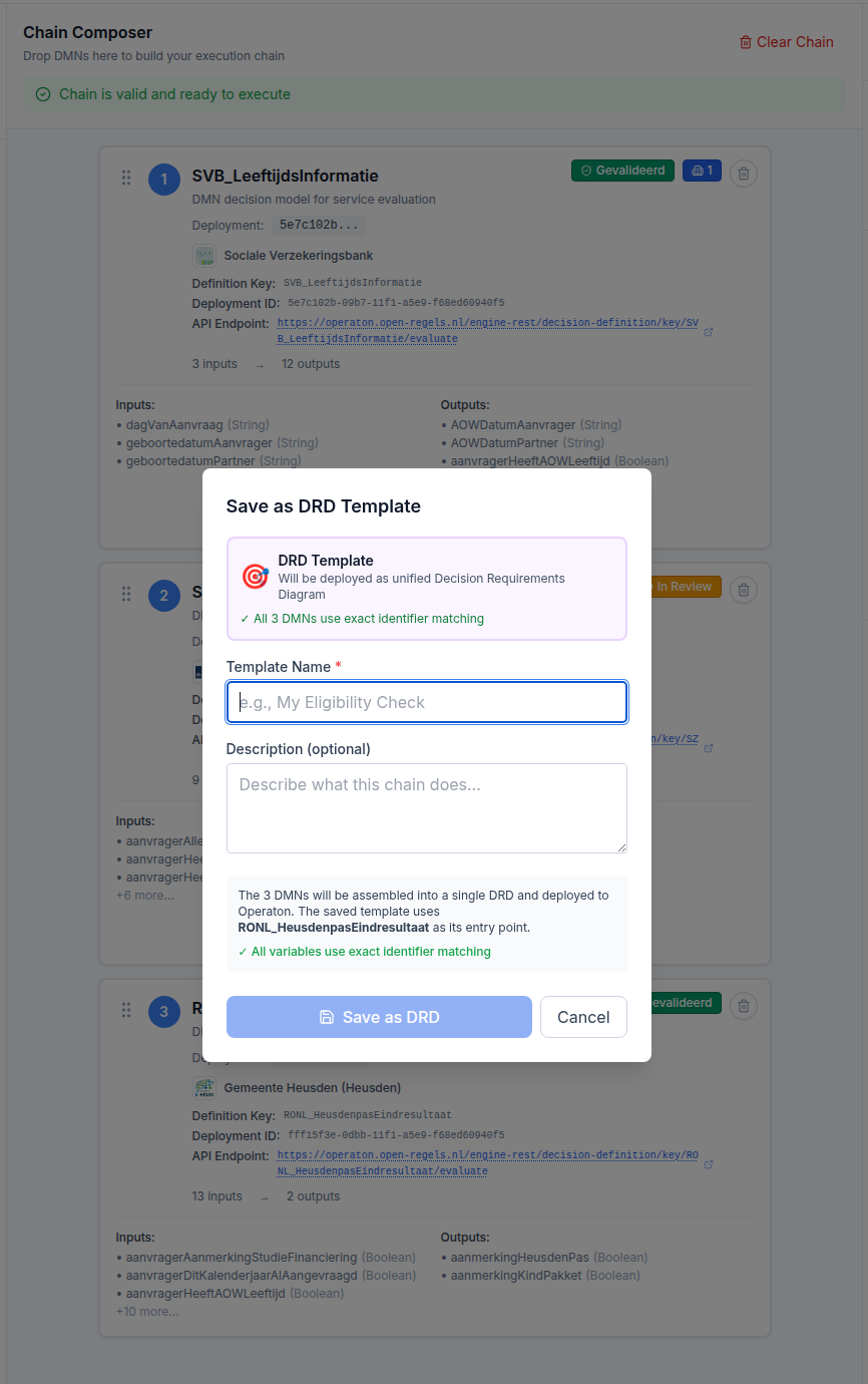 Screenshot: Save as DRD Template modal
